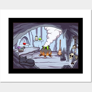 Cartoon Witch Cave Background Posters and Art